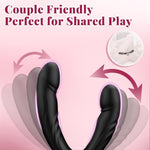 Double Ended Dildo Vibrator With Strong Suction Cup - Remote Control 10 Modes Rechargeable U-Shape Dual Stimulator For Solo & Couples Play, Waterproof Silicone Hands-Free Lesbian Adult Sex Toys, Black