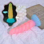 Luminous Twisted Silicone Anal Plug - Fantasy Dildo, Monster Dildo, Unicorn Dildo. Suction Cup Design. Prostate & G-Spot Massager For Women & Men, Intimate Sexual Wellness Toy.