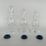 Crystal Calabash Shape Transparent Anal Plug Peephole Clear Hollow Glass Butt Plug With Lid Sex Toy(M)