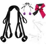 Sex Bondage Restraints Bdsm Toys, Adult Sex Toys For Couple Sex Straps Neck To Wrist Thigh & Ankle Kits Adjustable Sex Sling With Nipple Clamp Blindfold, Kinky Bed Restraints Set Bdsm Kit For Sm Games