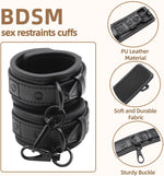 Adjustable PU Leather BDSM Handcuffs – Durable Restraints for Couples & Adults