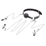 Breathable Ball Gag With Nipple Clamps Adjustable Metal Clitoris Clips Bdsm Restraints Bondage Mouth Gags Sex Toys For Women Men And Couples