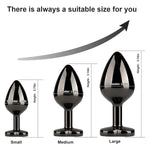Anal Plug 3PCS Training Set - Metal Butt Plug Kit with Crystal Diamond