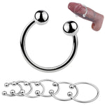6 Pcs Metal Male Cock Ring Binding Set Stainless Steel Bondage Penis Stretcher Sex Toy