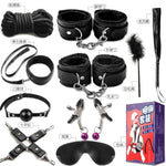 Body Sm Restraints Sex Toys 10 Pcs Bondage Restraints Kits Fetish Bed Restraints Set For Beginners Sm Adult Games Cuffs Gag Blindfold Spanking Paddle Black