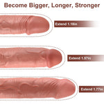 Reusable Penis Sleeve Extender Realistic Textured Cock Extender Body-Safe Stretchy Ultra-Soft Material Cock Enlarger Applicative For Couple