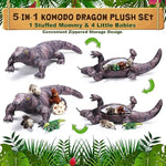 5 Pieces Komodo Dragon Plush Toy Set 26 Inch Monitor Lizard Stuffed Animal With 4 Plush Baby Lizards, Stuffed Komodo Dragon Plush Giant Lizard For Boy Girl Birthday Gift Pet Party Favor