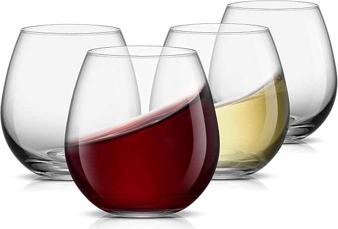 Spirits Stemless Wine Glasses for Red or White Wine (Set of 4)-15-Ounces