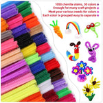 1050 Pcs Chenille Stems Craft Set, 30 Colors, 6mm x 12 Inch
