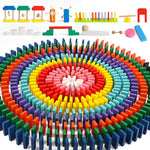 1000 Pcs Dominoes Set For Kids With Extra 11 Blocks, Wooden Building Blocks 10 Colors Dominoes Racing Tile Games Educational Toy For Kids Birthday Party With Storage Bag