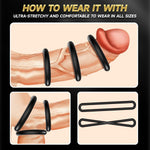 Penis Rings Set With 3 Different Sizes Cock Rings For Erection Enhancing, Long Lasting Stronger Adult Sex Toy, Soft Stretchy Silicone Cock Ring For Men Couple Sexual Pleasure Enhancing, Black