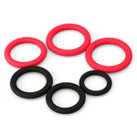 Adult Sex Toys Male Silicone Cock Glans Penis Rings Men Delay Ejaculation, Set Of 6 Multi Sizes (Black Red)