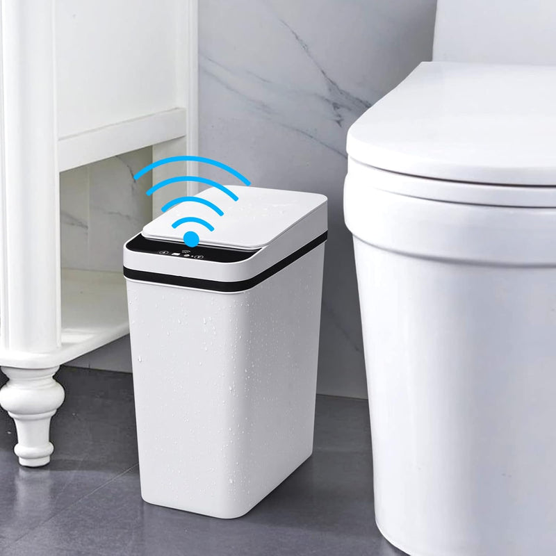 Bathroom Smart Touchless Trash Can 2.2 Gallon Automatic Motion Sensor Rubbish Ca