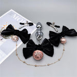 Bullet Metal Butt Plug Adjustable Nipple Clamps For Women With Bow Bullet Butt Plug With Bell Anal Plug Sex Toy