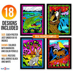 18 Pack Fuzzy Velvet Coloring Posters, National Parks Edition, Arts & Crafts for All Ages