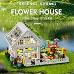 Flower House Building Mini Set With Led, City Street View Greenhouse Building Blocks Toy, Valentine Xmas Gift For Friends Or Girls 8-12 Year