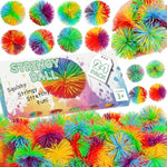 24Pcs Stringy Balls, Sensory Stringy Ball, 2.75 Inch Soft Rainbow Pom Bouncy, Stocking Stuffers For Kids, Monkey Pom Balls Fidget Toys Stress Ball, Birthday Gifts For Boys, Girls Ages 3+