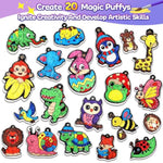 3D Art Craft Kits, 20 Pieces Glow in the Dark Magic Puffy Animals