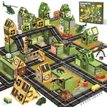 Magnetic Tiles Road Building Toys Set With Magnetic Blocks And Army Toys Accessories, Military Magnetic Blocks For Kids Ages 3-5 4-8, Stem Educational Sensory Magnet Toys Birthday Gifts For Boys Girls