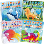 4 Pcs Paint by Sticker Books, 32 Dinosaur, Unicorn & Ocean Animal Pictures
