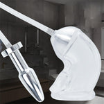 Enema Cleaning Metal Hollow Anal Plug Penis Restraint Sleeve White Transparent Soft Chastity Lock Male Masturbation Device Sm Adult Sex Toy
