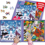 Magnetic Toddler Puzzles Ages 4-6 - 2X48 Travel Puzzles Games For Kids 3-5 Years Old - Activities Car Toy For Boys And Girls 2-4 Yo - Polar & Jungle Animals Learning Magnet For Road Trip
