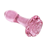 Rose Glass Anal Butt Plugs Sex Toys Crystal Anal Plugs With Rose Round Base Anal Expander Training Butt Plug Anal Sex Toy For Men Women Couples Beginners Clear Anal Trainer (Pink, S)