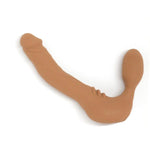 Slim Silicone Strapless Strap-On, Harness-Free Double Dildo (Without Vibrator) Small Size: 5.5 X 1.25 Inches In Cocoa Tan