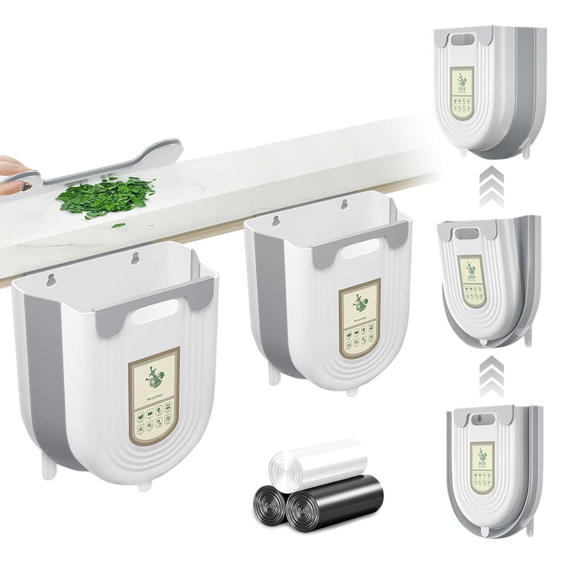 2Pcs Hanging Kitchen Trash Can, Collapsible Trash Can For Kitchen, Wall Mounted