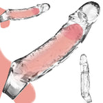 Clear Reusable Penis Sleeve Male Sex Toys, 2.56 Extra Inches Penis Extender Cock Sleeve With Penis Ring, Soft Penis Extension Enlarger Girth Enhancer Sleeve Penis Sheath Adult Sex Toys For Men Couples
