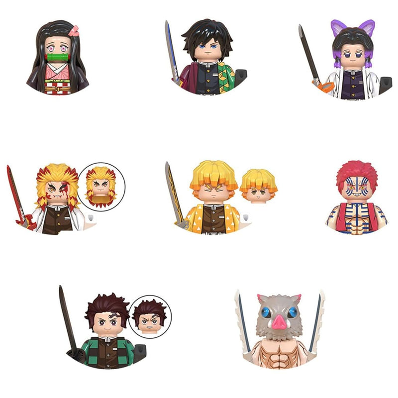8Pcs/Set 1.8" Anime Mini Action Figures Building Blocks, Miniature Figurine
