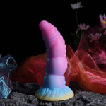 Thick Fantasy Curved Dildo For Vagina Anal G Spot Prostate Stimulation Glow-In-The-Dark Dildos Soft Silicone Strong Suction Cup Hands-Free Play Animal Penis Flexible Adult Sex Toy For Women Men Couple