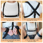 Bdsm Sex Bondage Sets Sexy Chest Harness Belt Adjustable Black Punk Shoulder Belt With Handcuffs Thigh Cuffs M Split-Leg Straps Body Bondage Kit Adult Sex Toys Sm Sex Games For Couples Women Bed