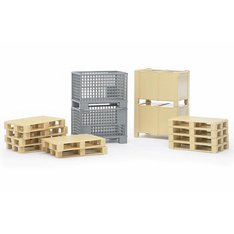 Bruder Logistics Set with Pallets, Warehouse and Trailer Bins, and Forklift