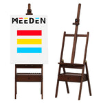H-Frame Artist Easel with Storage Drawer, Adjustable Beech Wood Stand, Walnut