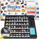 Rock Collection Starter Kit - 54 Pcs Assorted Gemstones, Crystals, Rocks & Minerals, With Learning Book & Id Cards, Earth Science Kit Toy, A Geology Gift For Kids & Adults Ages 8+