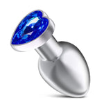 Heart Shaped Anal Butt Plugs, Metal Anal Trainer With Crystal Diamond, Personal Massager Unisex Adult Sex Toys (Blue L)