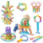 Snap-N-Twist Building Blocks - 270 Piece Set Of Flexible Interlocking Math Manipulatives - Open Ended Stem Toys For 5 To 12 Year Old Boys & Girls - Indoor Recess Games For Classroom