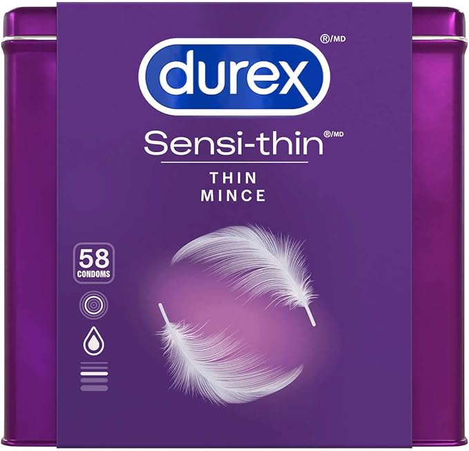 Sensi-Thin Ultra-Thin Condoms – 58 Count Box for Enhanced Comfort & Sensation