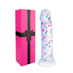 8 Inch Soft Liquid Silicone Clear Confetti Dildo With Suction Cup, Fantasy Colorful Transparent Anal Prostate G-Spot Dildo Strap On, Realistic Monster Shower Dildos No Balls Sex Toys For Women Men Gay