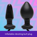 Vibrating Inflatable Butt Plug - 4.5 Inch Anal Plug - Wired Remote Control For Adjustable Anal Stimulation - Easy To Use Bulb Pump - Black
