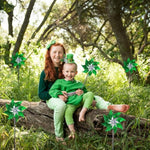 10 Pack Reflective Pinwheels Holiday Decorations for St. Patrick's Day Party Supplies, Green