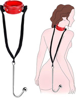 Stainless Steel Anal Hook & Leather Collar Restraint Set – Adjustable Bondage Kit