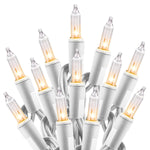 Clear Christmas Lights Set 100 Count 25 Feet Incandescent Bulb Mini String Lights For Indoor Christmas Tree Garland Birthday Wedding Party Festival Decoration, White Wire