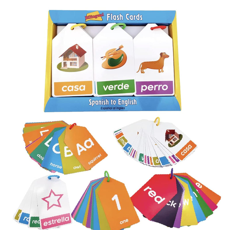Bilingual Spanish English Flash Cards For Kids 5 Themes Alphabet Color Numb
