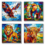 4 Pack Framed Paint by Numbers Kit for Kids Ages 8-12, Colorful Animal Canvas Art