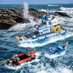 Police Boat Building Set, 480 Pcs City Boat Stem Building Toy, Including Kayaks And Police Speedboats Toy Christmas, Birthday Gift For Kids Boys Girls 6 7 8 9 10+