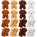 16 Pieces 4 Inches Mini Plush Dogs Stuffed Puppy Dog With Keychain Cute Stuffed Animal Toy Soft Toys Party Favor For Goodie Bag Birthday Party Gifts, 4 Colors (Curly Puppy)