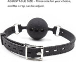 Adjustable Silicone Breathable Ball Gag for Adult Bondage Restraint Play (Black)