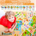 7 Pack Wooden Puzzles For Toddlers 2 3 4 5 Years Old - 7 Colorful Chunky Wood Peg Puzzles For Kids Ages 2-5, Alphabet Shape Numbers Fruits Sea Animals Dinosaur Zoo - Educational Toddler Learning Toys